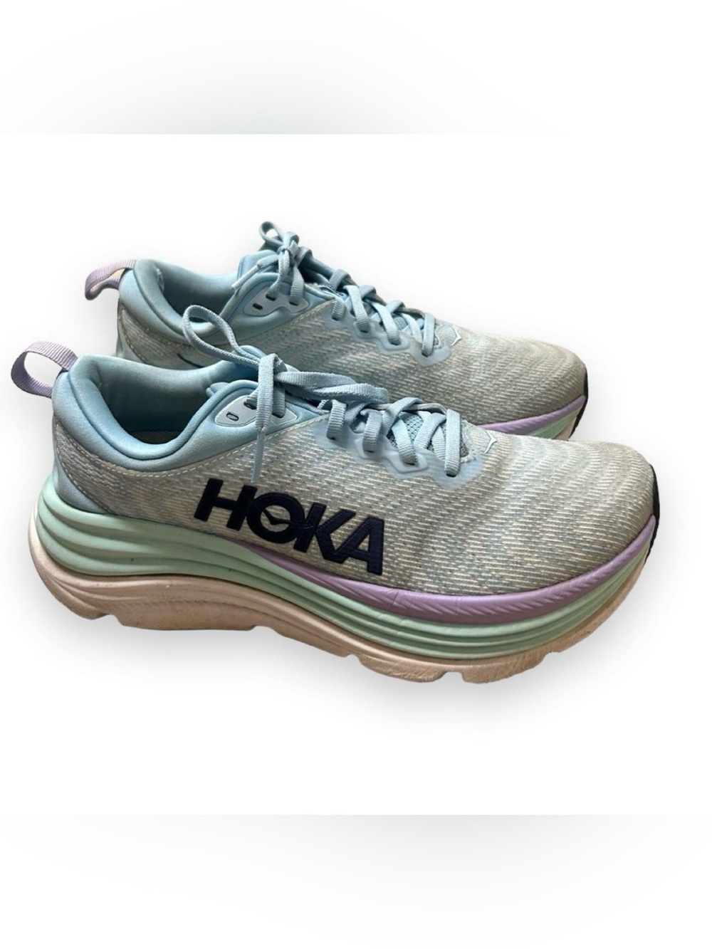 Hoka One One Womens Gaviota 5 Running Shoes Light Blue Comfort Cushioned Sz 8.5B